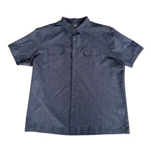 Crofts & Barrow Men Quick Dry Short Sleeve Button Up Shirt Blue Heather Size XXL